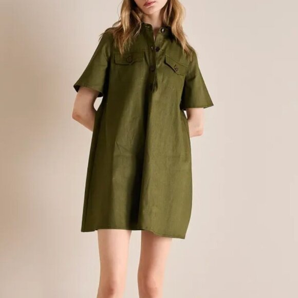 Lazzari Dresses & Skirts - Lazzari Linen Blend Shirt Mini Dress Classic Neutral Quiet Luxury
